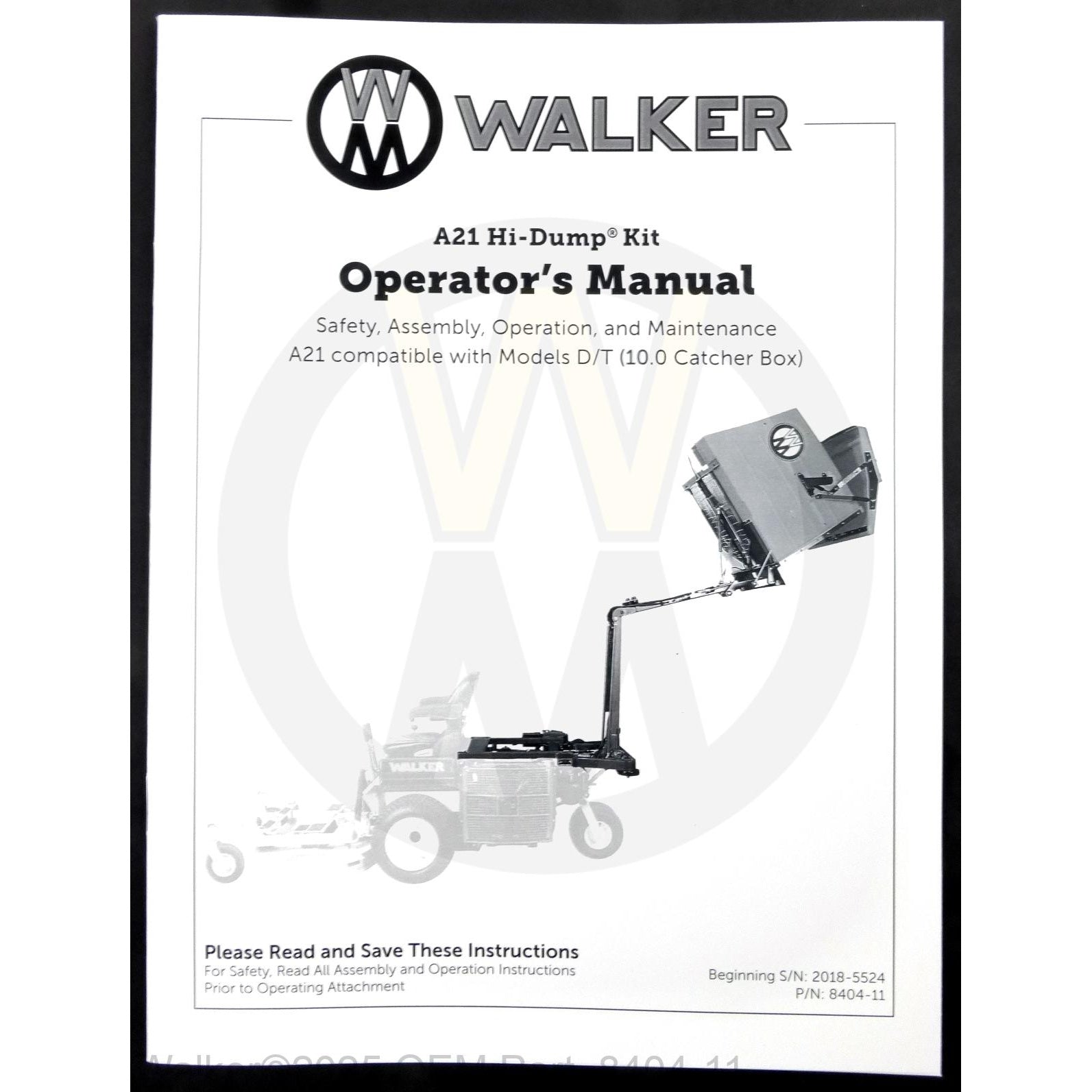 Walker Part # 8404-11 : Operators Manual/A21