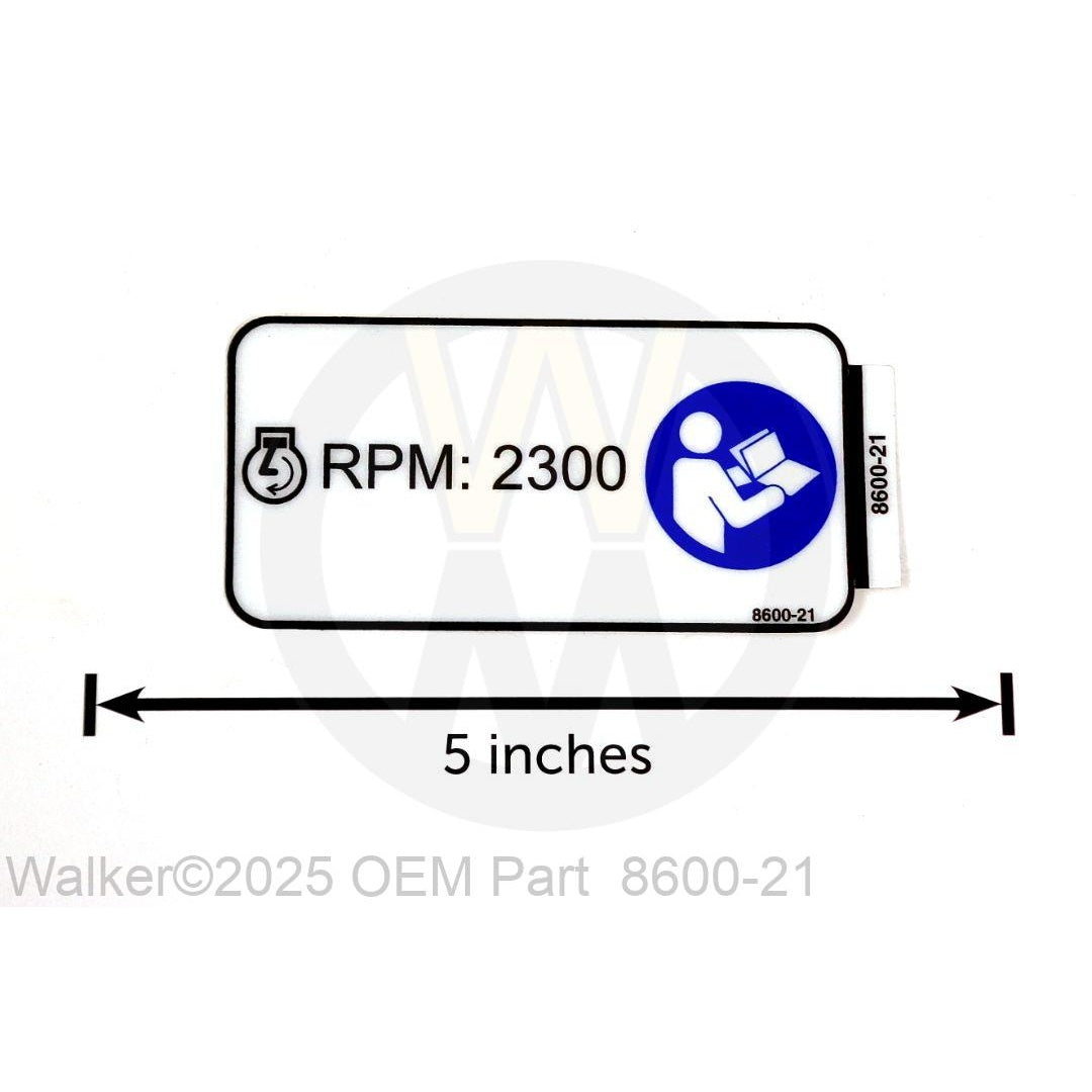 Walker Part # 8600-21 : Decal,Max RPM 2300,GHS (Symbolic)