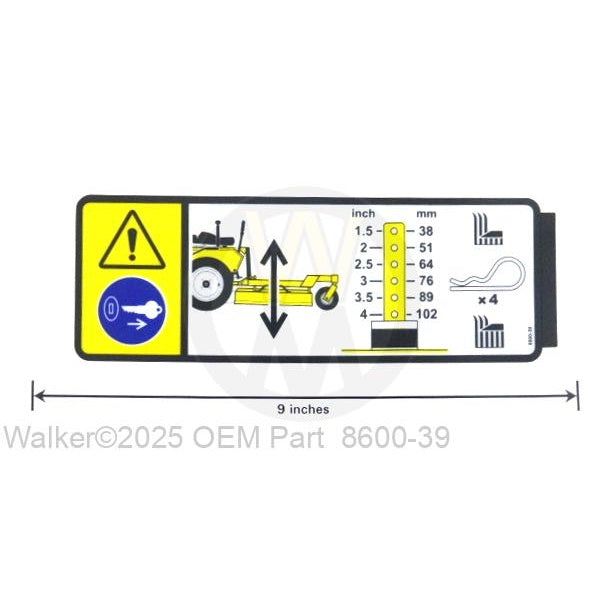 Walker Part # 8600-39 : (NR) Decal, Deck Height Adj