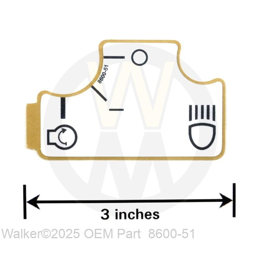 Walker Part # 8600-51 : (NR) Decal, Ignition Switch/ Lights