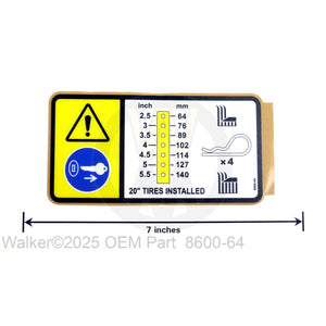 Walker Part # 8600-64 : (NR) Decal, Deck Height Adj (Big Tire)