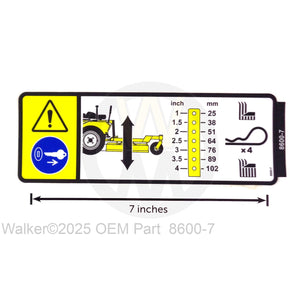 Walker Part # 8600-7 : DECAL, BLADE HGHT ADJ/LEX
