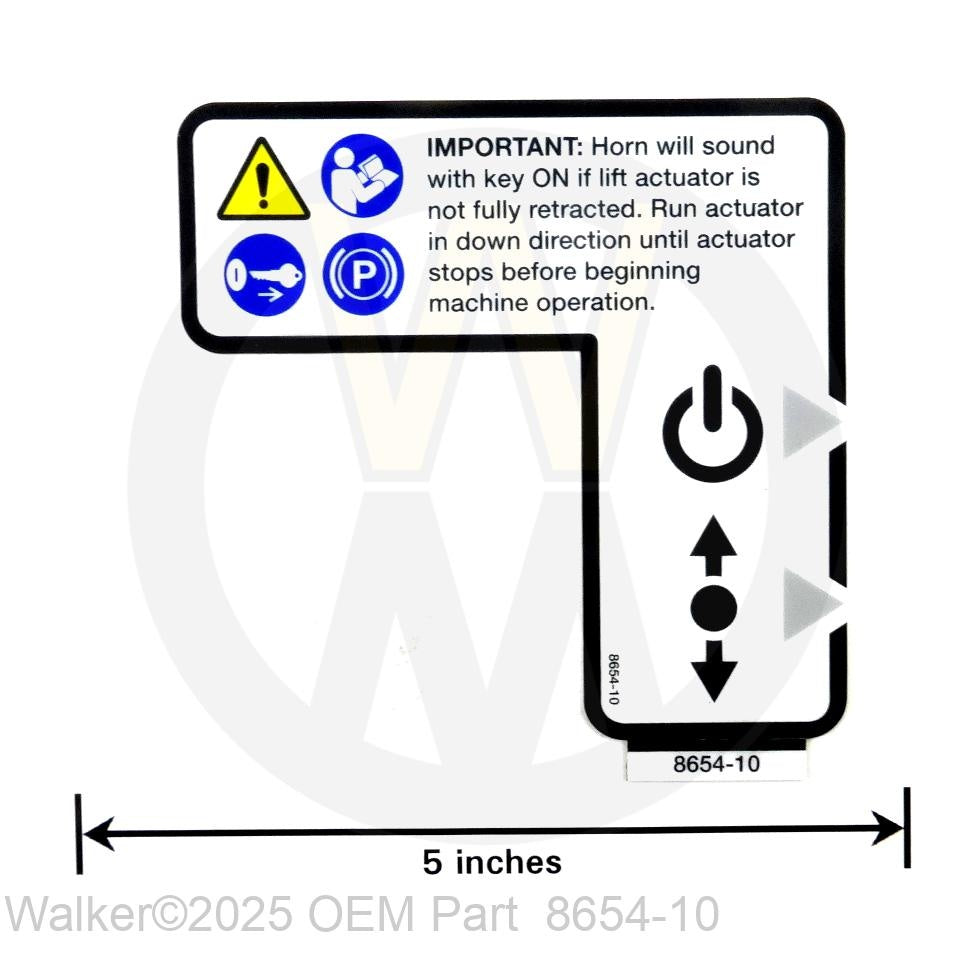 Walker Part # 8654-10 : (NR) Decal, Switch Power Tilt- Up
