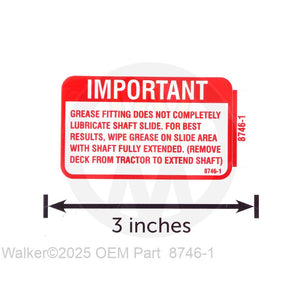Walker Part # 8746-1 : DECAL, TELE/PTO SHAFT