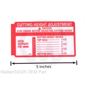 Walker Part # 8748 : (NR) DECAL, CUTTING HEIGHT ADJ./LEXAN