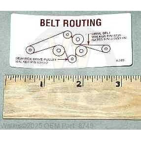 Walker Part # 8749 : DECAL, DRIVE BELT ROUTING/LEXAN