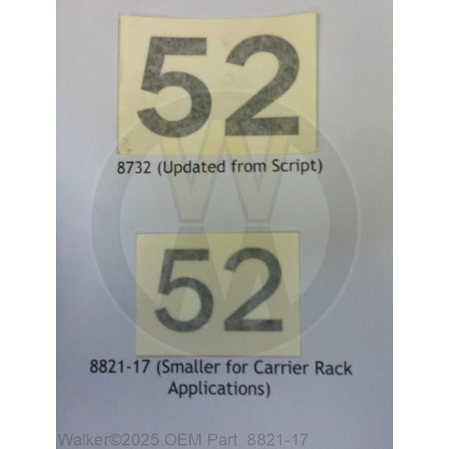 Walker Part # 8821-17 : Decal, 52' GHS