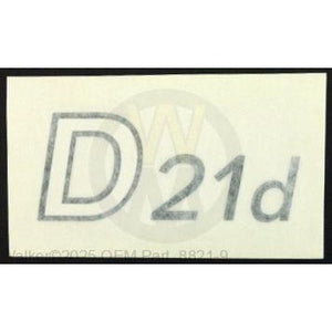 Walker Part # 8821-9 : Decal, D21d