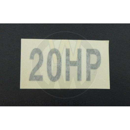 Walker Part # 8821 : DECAL, 20HP