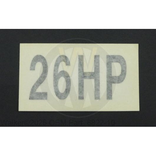 Walker Part # 8822-10 : (NR) Decal, 26HP
