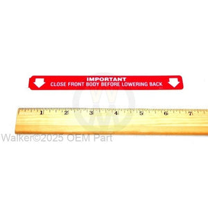 Walker Part # 8825 : (NR) DECAL, FRONT BODY CLOSURE/LEXAN