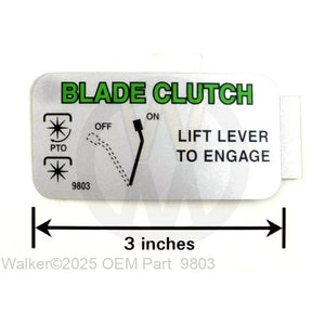 Walker Part # 9803 : DECAL, BLADE/CLUTCH/LEXAN