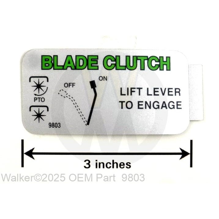 Walker Part # 9803 : DECAL, BLADE/CLUTCH/LEXAN