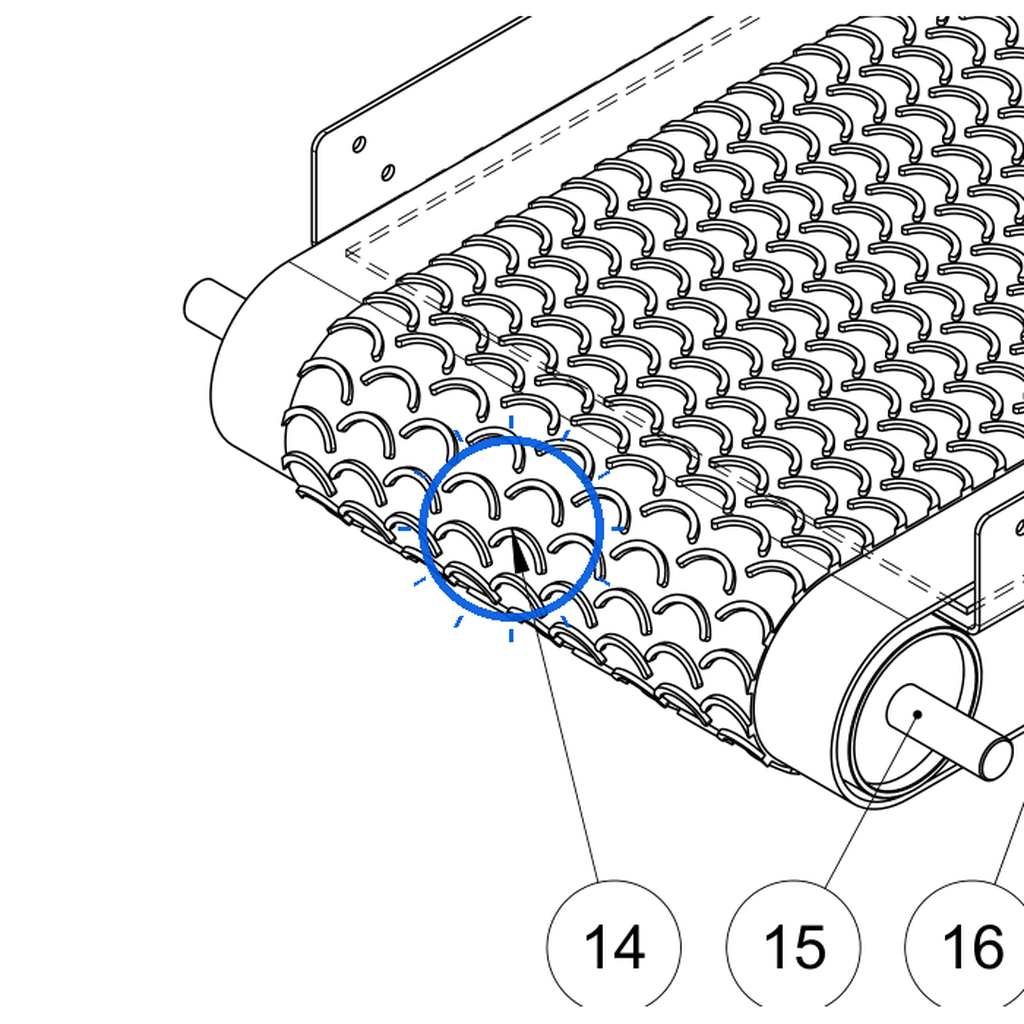 EcoLawn C-0003 Convoyer Belt-Crescent Top 61 5/8 X 14" R — Conveyor Assembly replacement part for ECO Series top dressers