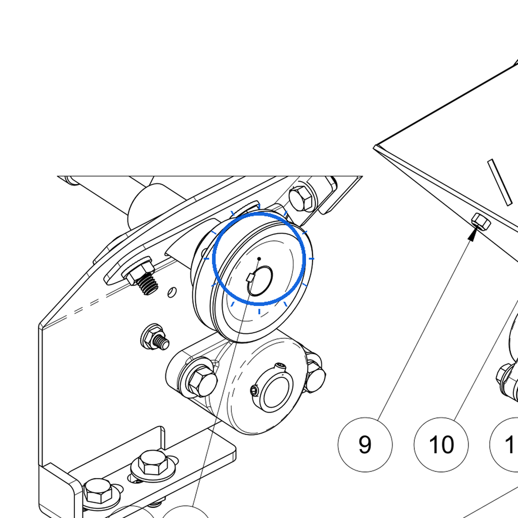 EcoLawn C-0027 Single Groove V-Belt Pulley MA30-3/4 — Feed Trap Assembly replacement part for ECO Series top dressers