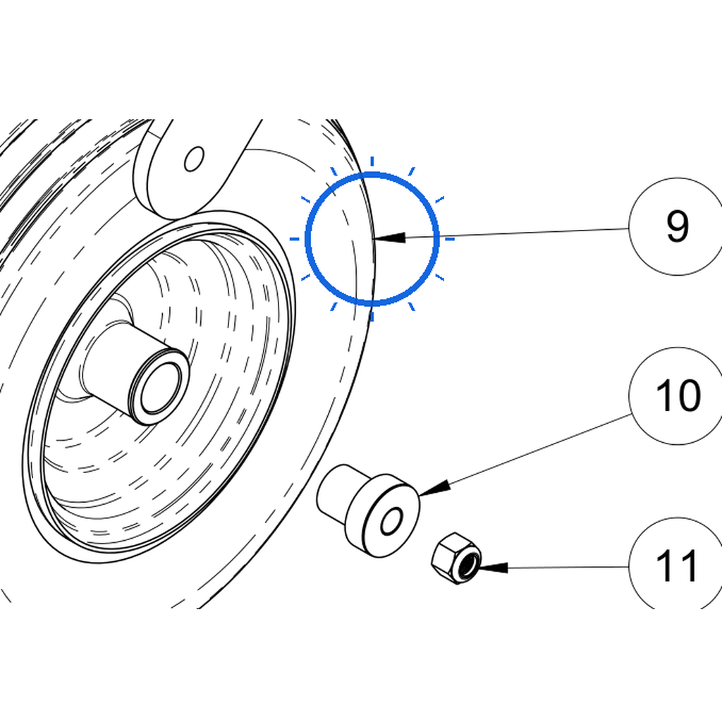 EcoLawn C-0057 Wheel (Turf Saver Tire and Rim) 13 X 5 — Wheels Assembly replacement part for ECO75 top dresser