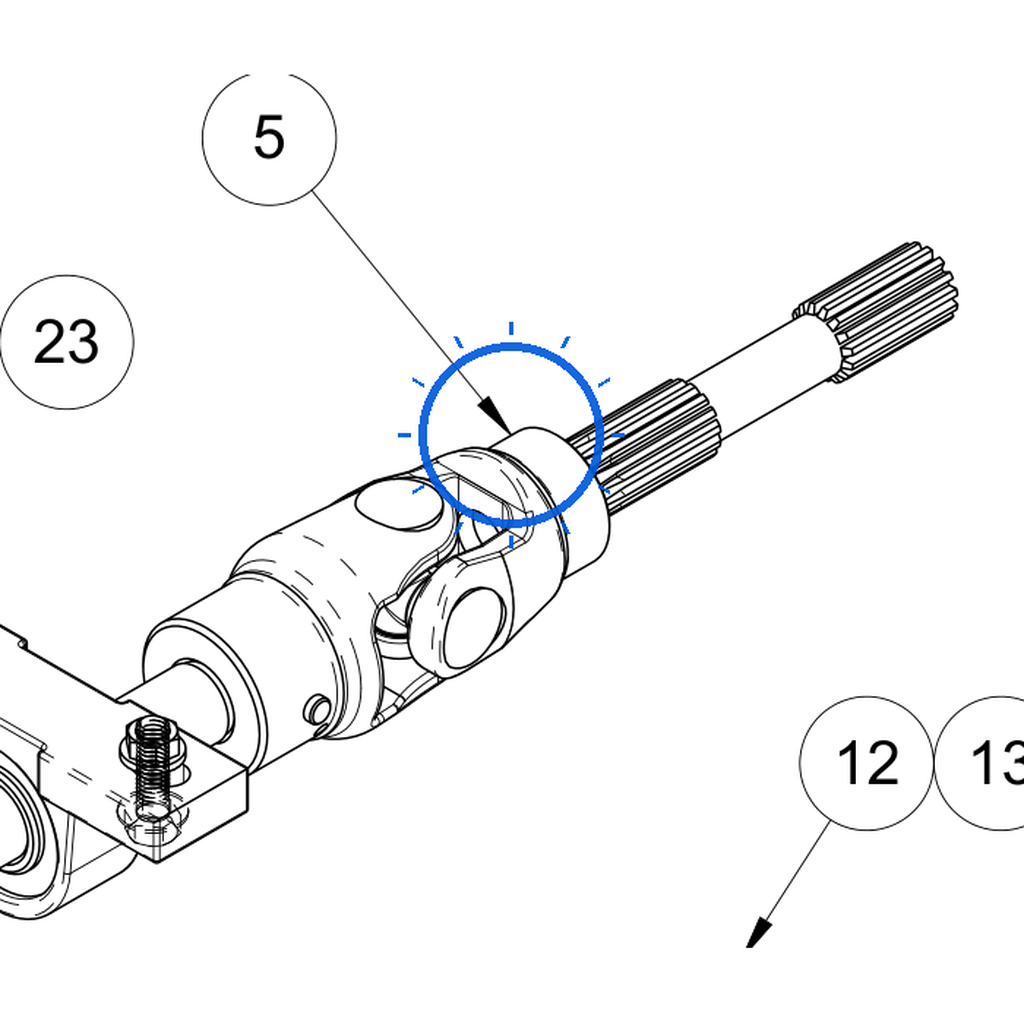 EcoLawn C-0068 U-Joint Shaft Pto Assy 90°, Spline — Drive Assembly replacement part for ECO75 top dresser