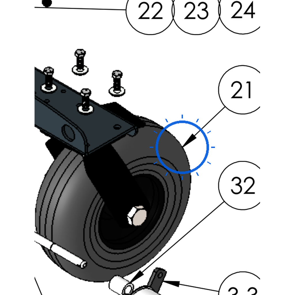 EcoLawn C-0105 Slick Swivel Wheel 4,1 X 3,5-4 W/Brake replacement part for ECO250 series top dressers