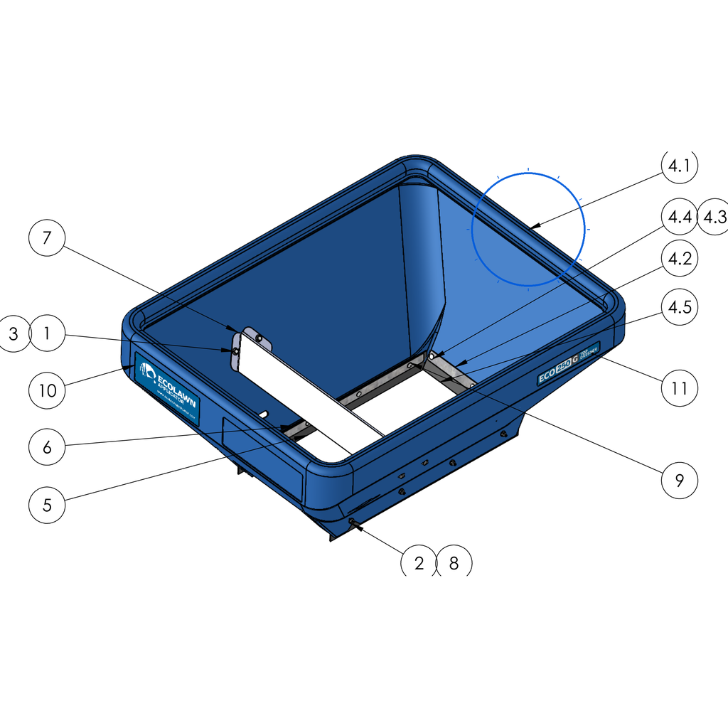 EcoLawn C-0159 Hopper ECO (All New Model) — Hopper Assembly replacement part for ECO Series top dressers