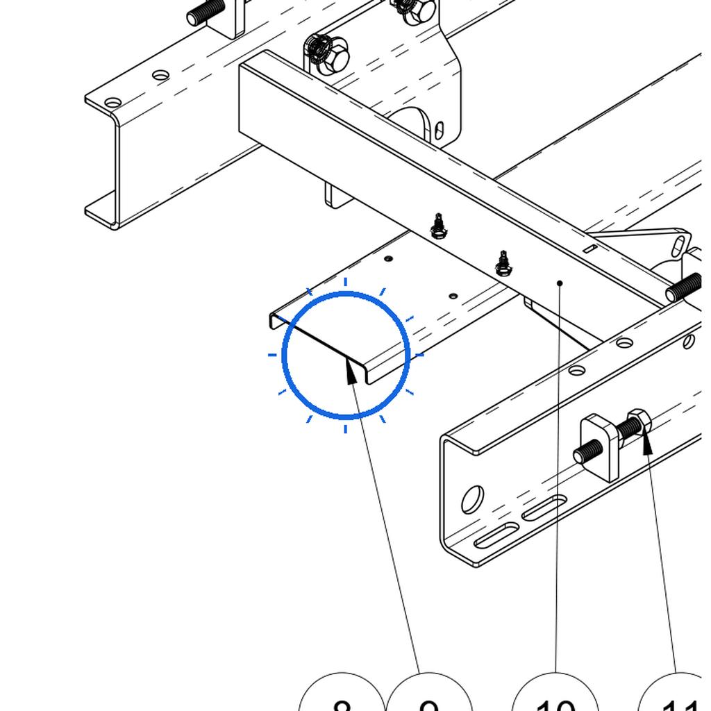 EcoLawn D-0111 Deflector for Belt — Frame Assembly replacement part for ECO Series top dressers