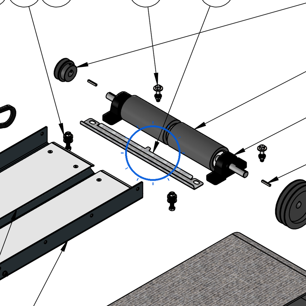 EcoLawn D-0115 Guided Roller Scraper — Conveyor Assembly replacement part for ECO Series top dressers