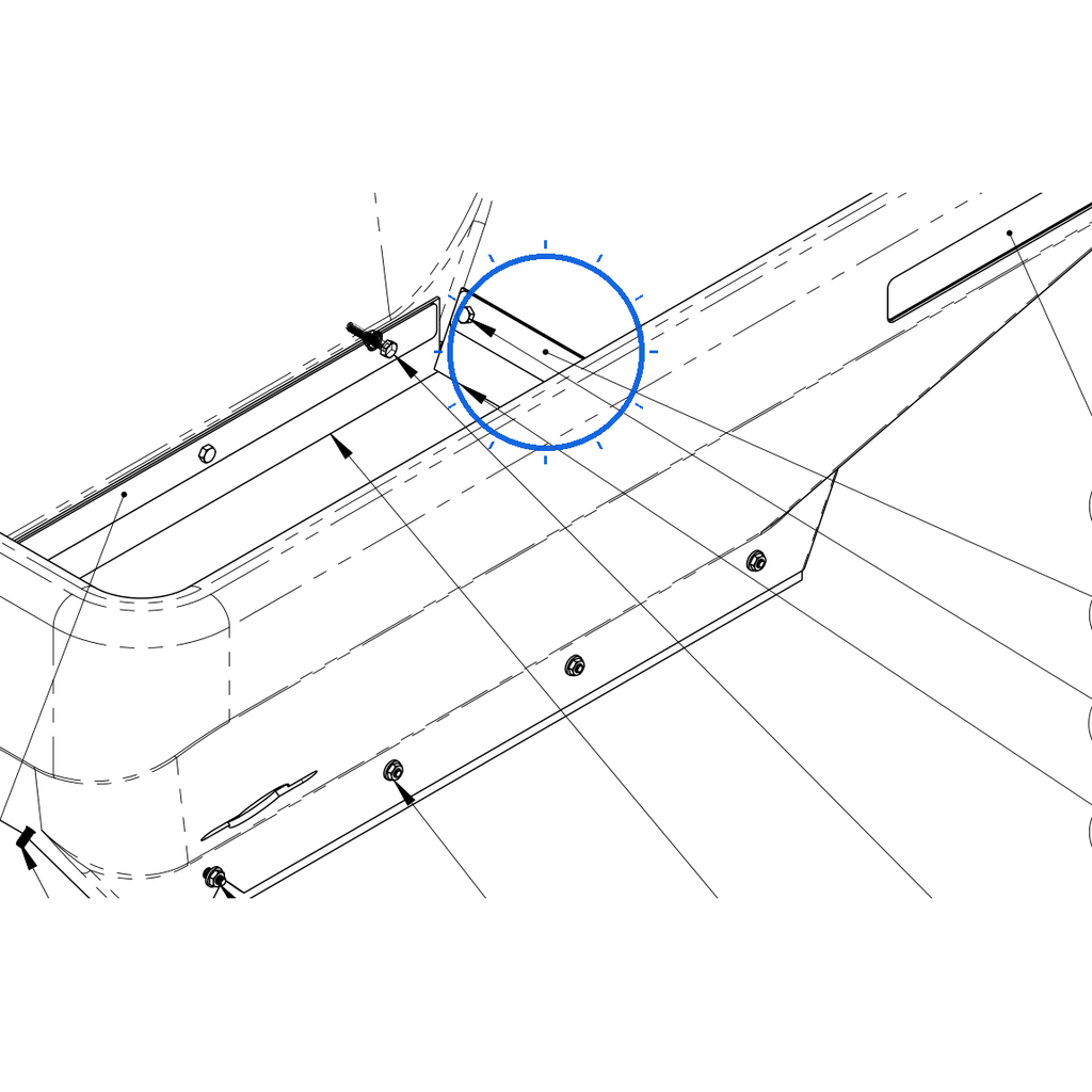 EcoLawn D-0184 Short Flap Clip (B1200COS 350MM X 60MM) — Hopper Assembly replacement part for ECO Series top dressers