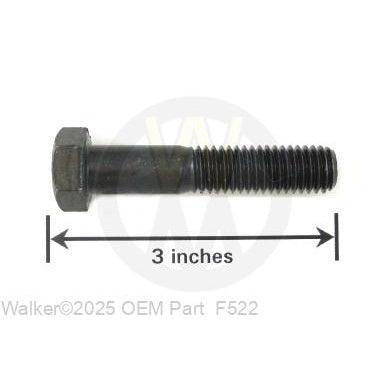 Walker Part # F522 : 1/2-13 x 2-1/2 Hex Bolt Plain Unplated