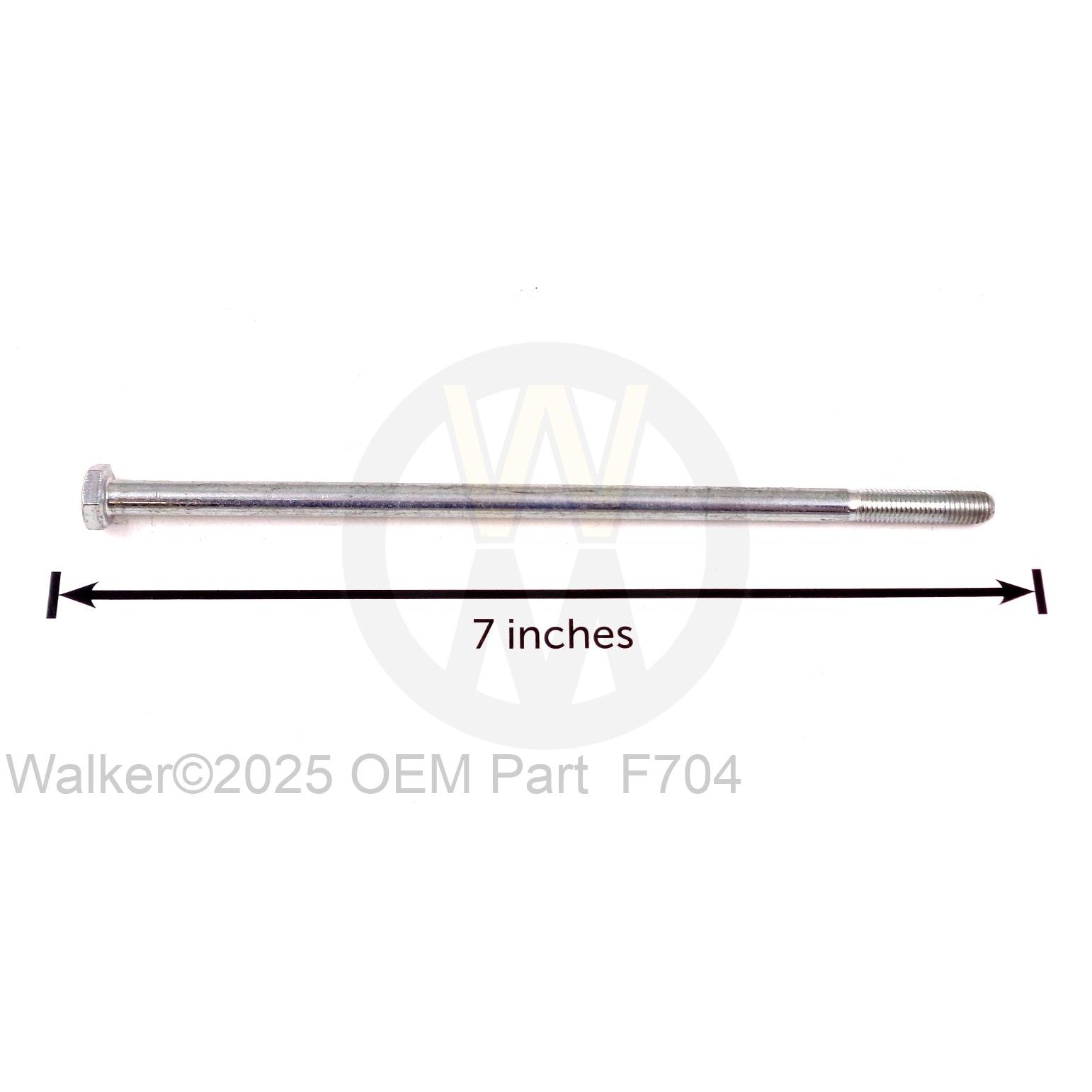 Walker Part # F704 : 1/4-28x6-1/2 Hex Bolt Grade 5, Clear Zinc