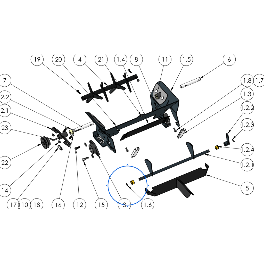 EcoLawn GA-001_250 Ecolawn Part # GA-001_250 S/A FEED TRAP 250 — Feed Trap Assembly replacement part for ECO250-G top dresser
