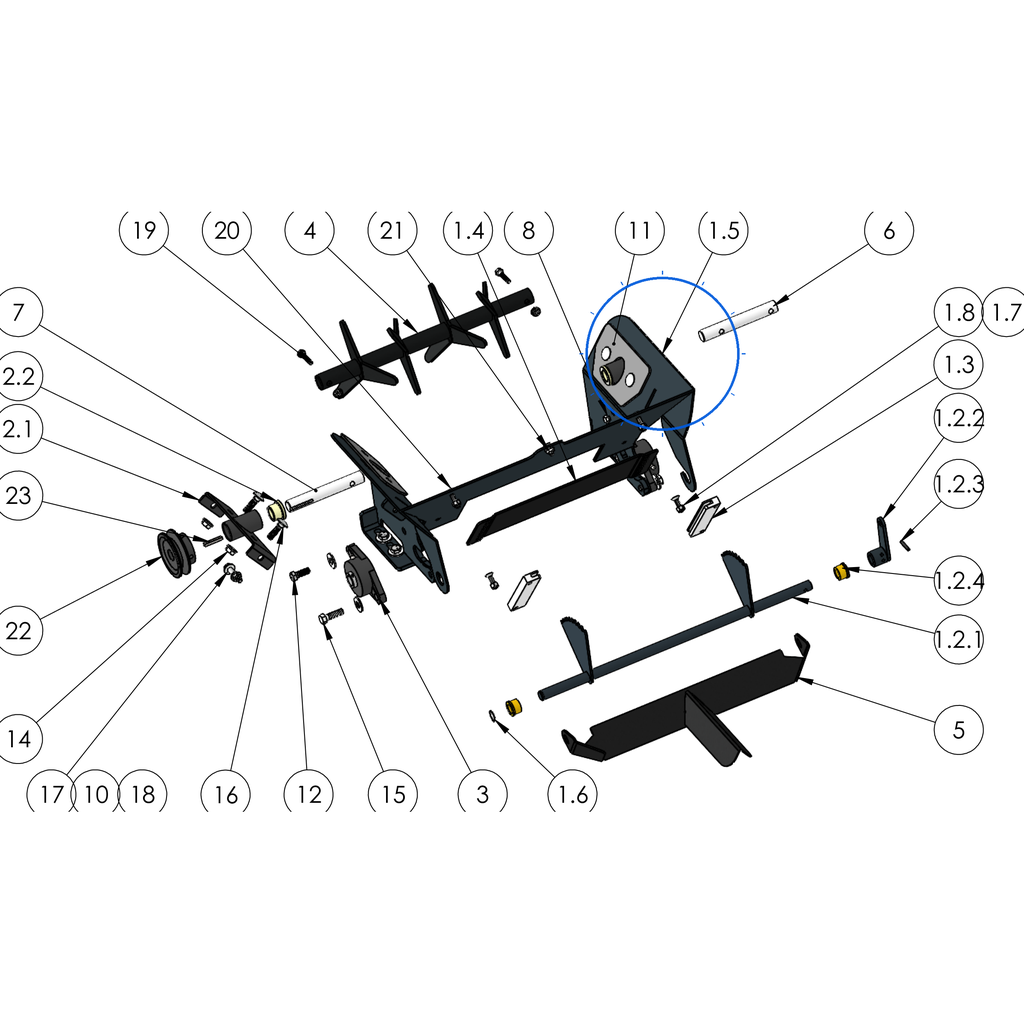EcoLawn GS-0253 Feed Trap-Support-ECO 250 — Feed Trap Assembly replacement part for ECO250-G top dresser