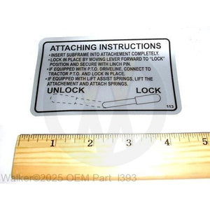 Walker Part # I393 : DECAL, ATTACHING HITCH