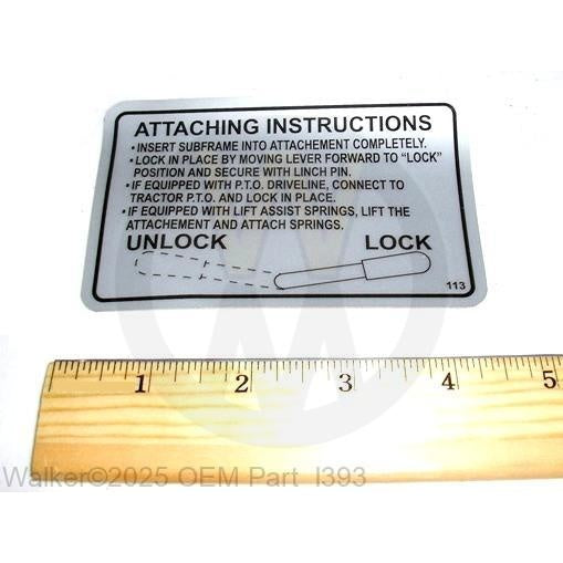 Walker Part # I393 : DECAL, ATTACHING HITCH
