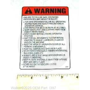 Walker Part # I397 : DECAL, SAFETY PROCEDURES