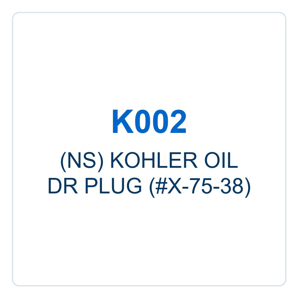 Walker Part # K002 : (NS) KOHLER OIL DR PLUG (#X-75-38)