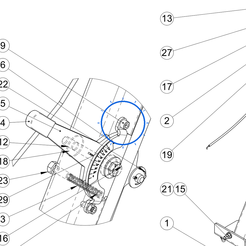 EcoLawn Q-0004 Alan Socket Cap Ss 1/4-20 X 1/2" Lgt — Steering Column Assembly replacement part for ECO Series top dressers