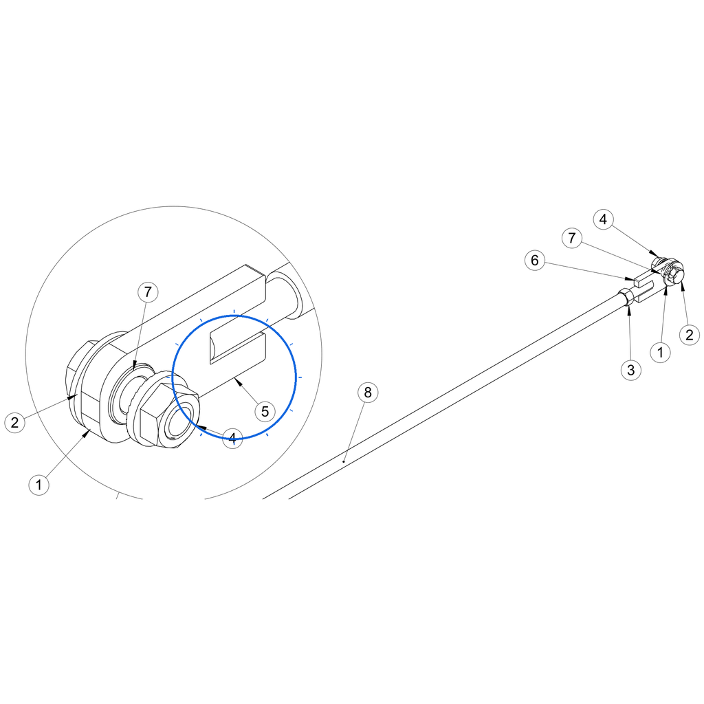 EcoLawn S-0008 Left Treaded Lower Clutch Rod Attachment replacement part for ECO Series top dressers