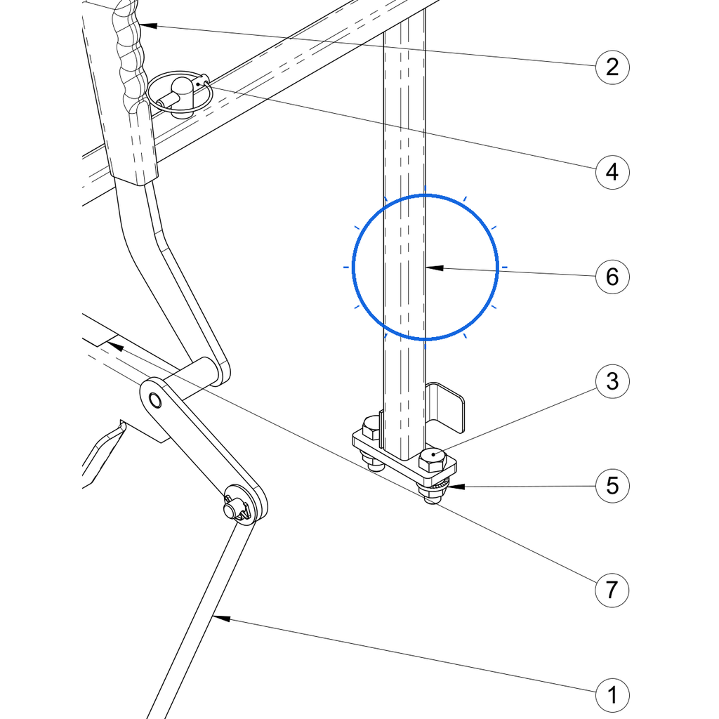 EcoLawn S-0011 Tub Support / Handle Clutch — Hopper Support Assembly replacement part for ECO100 and ECO200 top dressers