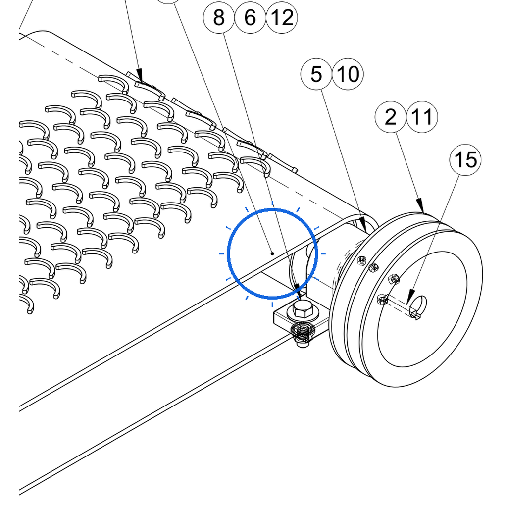 EcoLawn S-0016 Textured Roller Drive — Conveyor Assembly replacement part for ECO100 and ECO200 top dressers