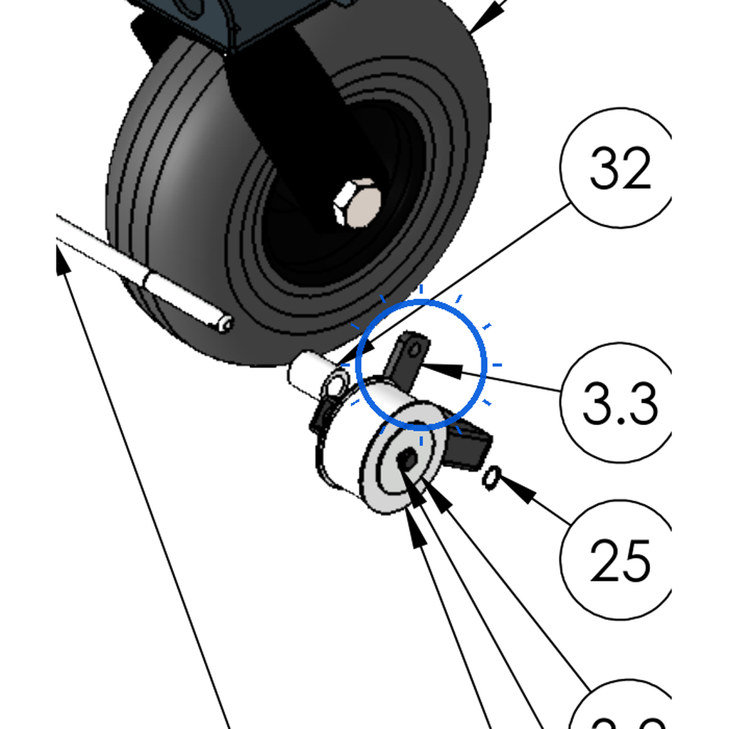EcoLawn S-0027 Conveyor Clutch Arm — Frame Assembly replacement part for ECO Series top dressers