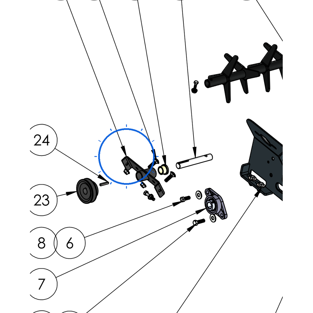 EcoLawn S-0082 Mixer-Blender Support — Feed Trap Assembly replacement part for ECO Series top dressers