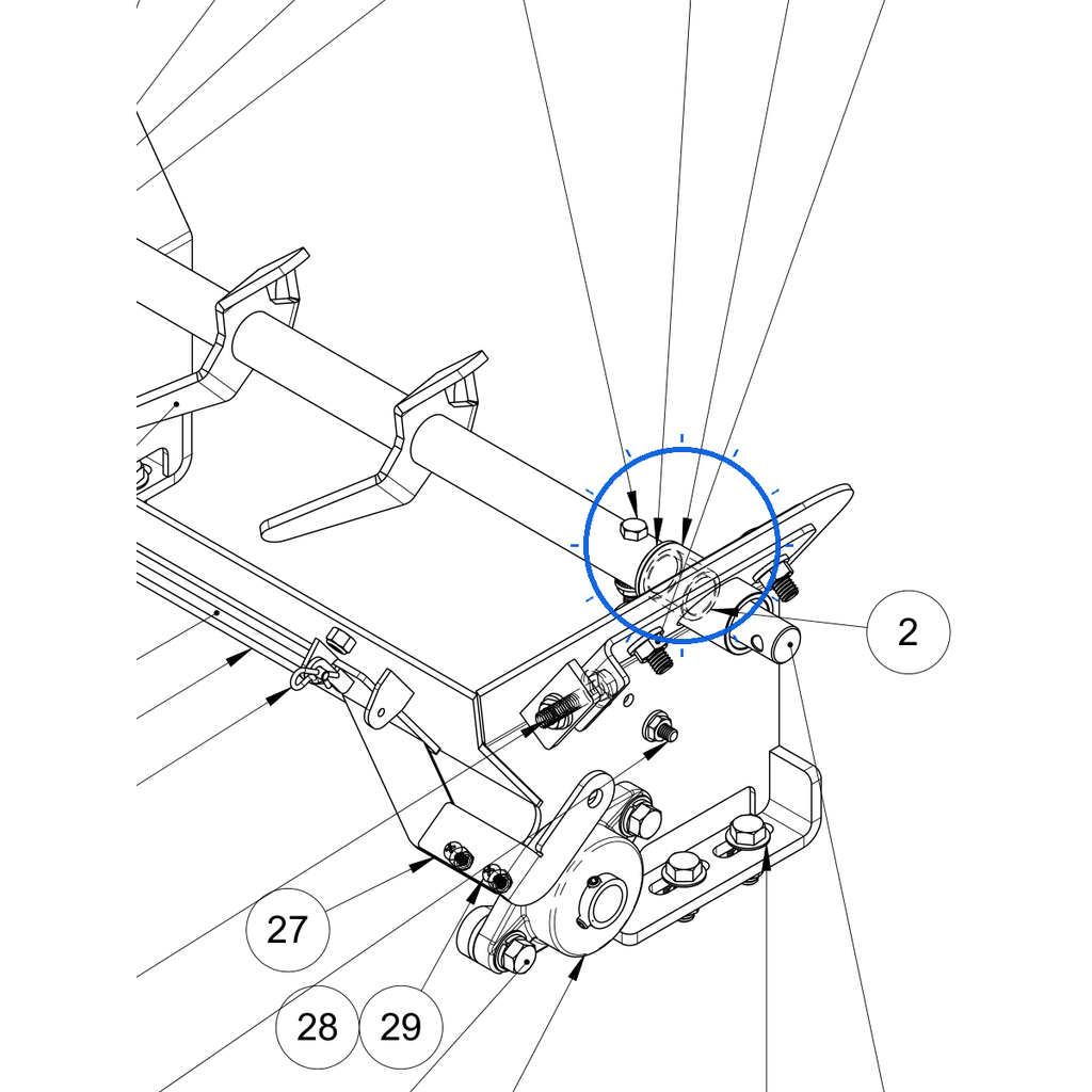 EcoLawn S-0154 Mixer-Blender Left Support replacement part for ECO250-S (pre-2025), ECO250 (pre-2025), and ECO50 top dressers