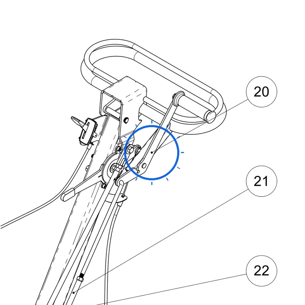 EcoLawn S-0161 Convoyer Activation Handle — Steering Column Assembly replacement part for ECO Series top dressers