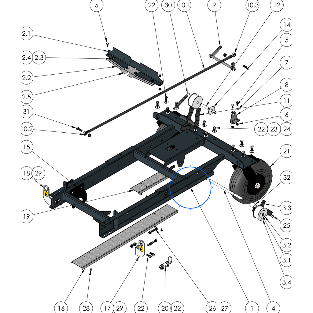 EcoLawn S-0202 Frame ECO-250 — Frame Assembly replacement part for ECO250/ECO250-S top dressers