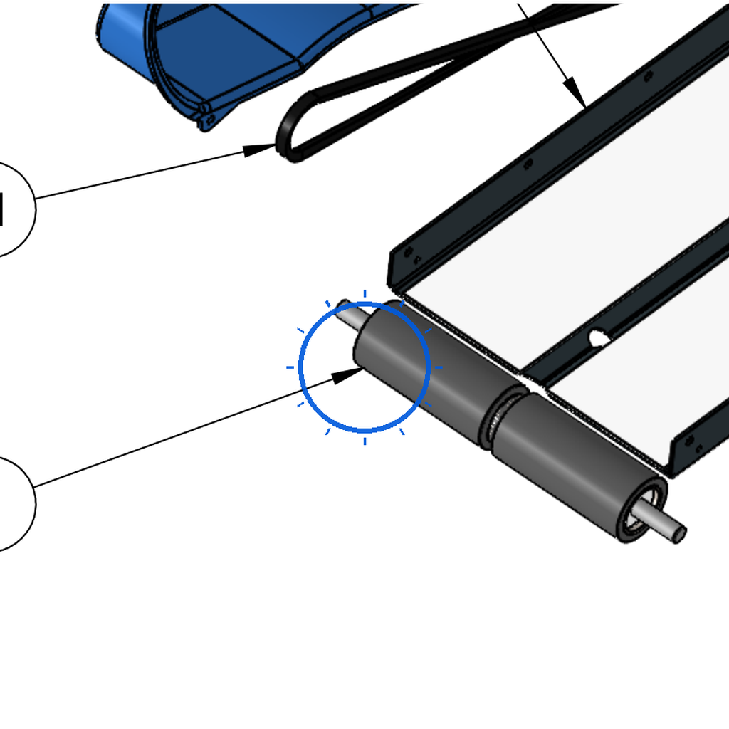 EcoLawn S-1167 Guided Front Roller — Conveyor Assembly replacement part for ECO Series top dressers