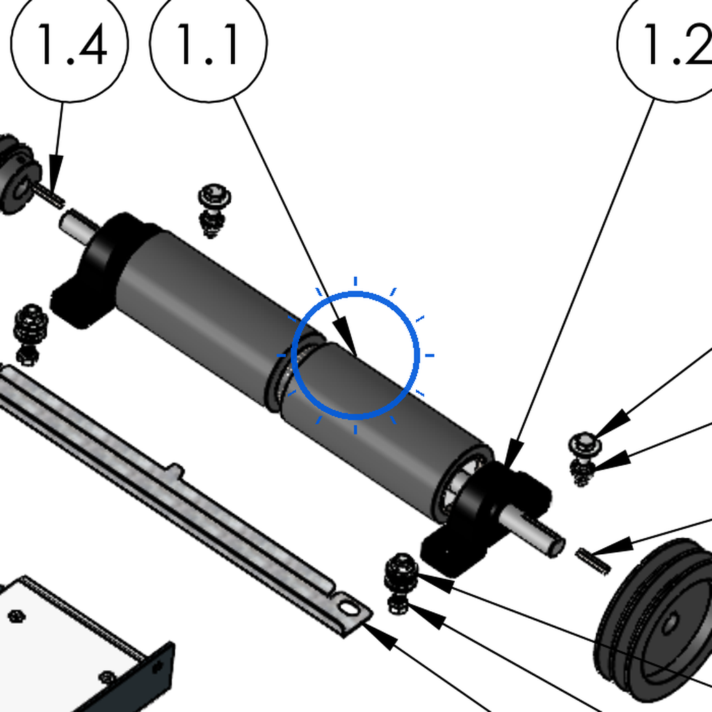 EcoLawn S-1168 Guided Drive Roll — Conveyor Assembly replacement part for ECO Series top dressers