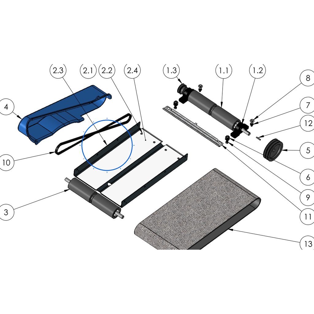 EcoLawn S-1183 Conveyor Support Plate Guided replacement part for ECO250-S (2025+), ECO250 (2025+), and ECO50-S top dressers