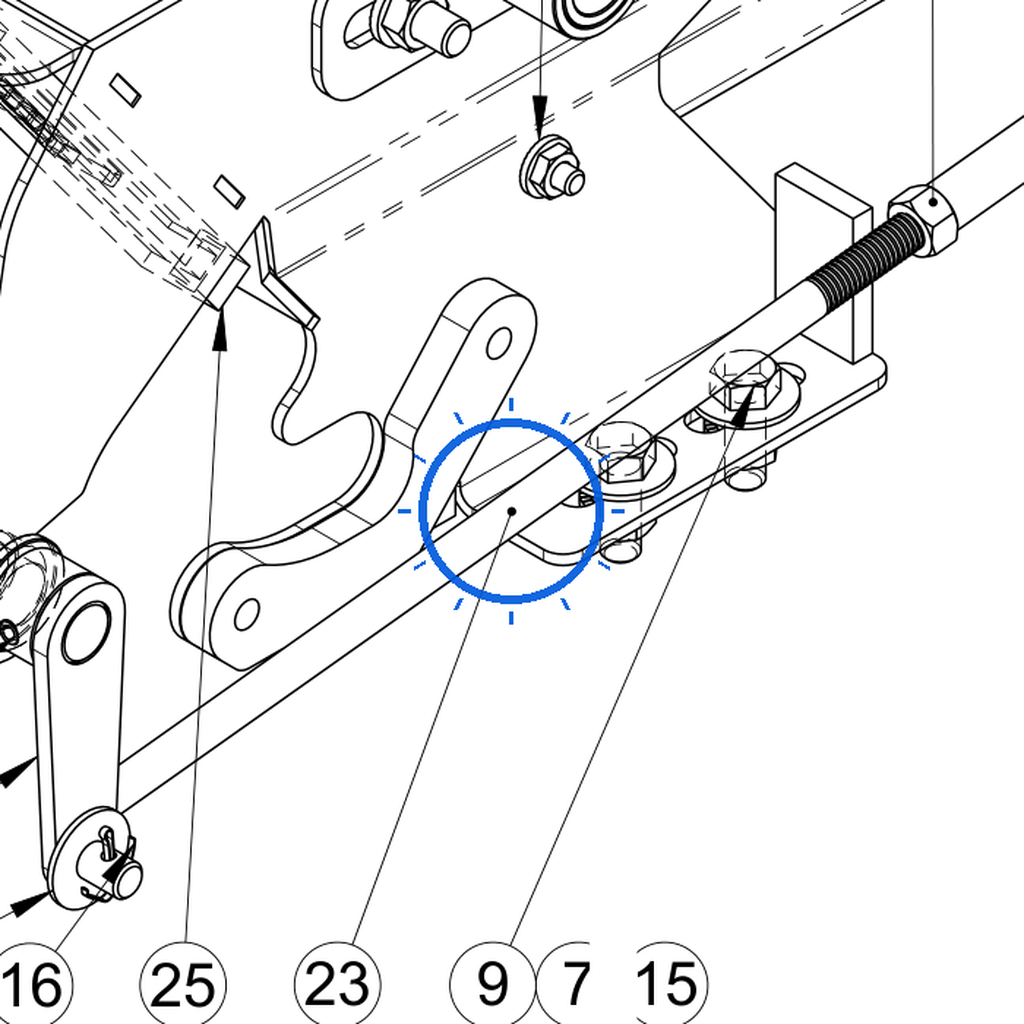 EcoLawn U-0015 Short Common Rod — Frame Assembly replacement part for ECO Series top dressers
