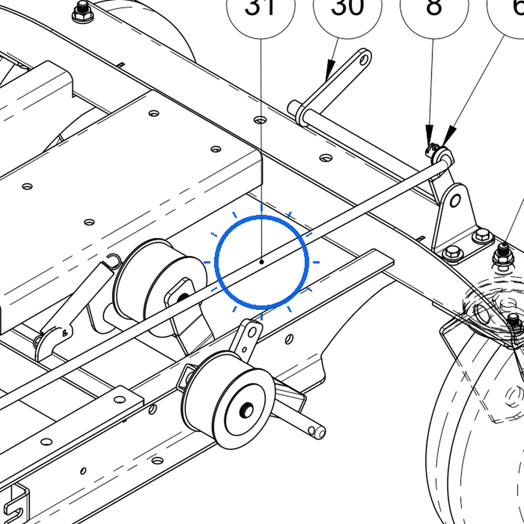EcoLawn U-0044 Long Rod, Left Treaded — Frame Assembly replacement part for ECO Series top dressers