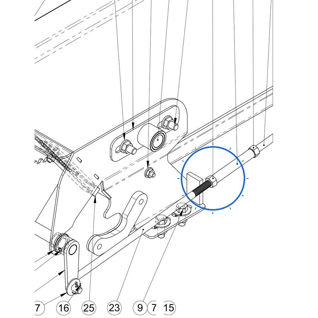 EcoLawn U-0048 Rod Adjustment L & R Treaded — Frame Assembly replacement part for ECO Series top dressers