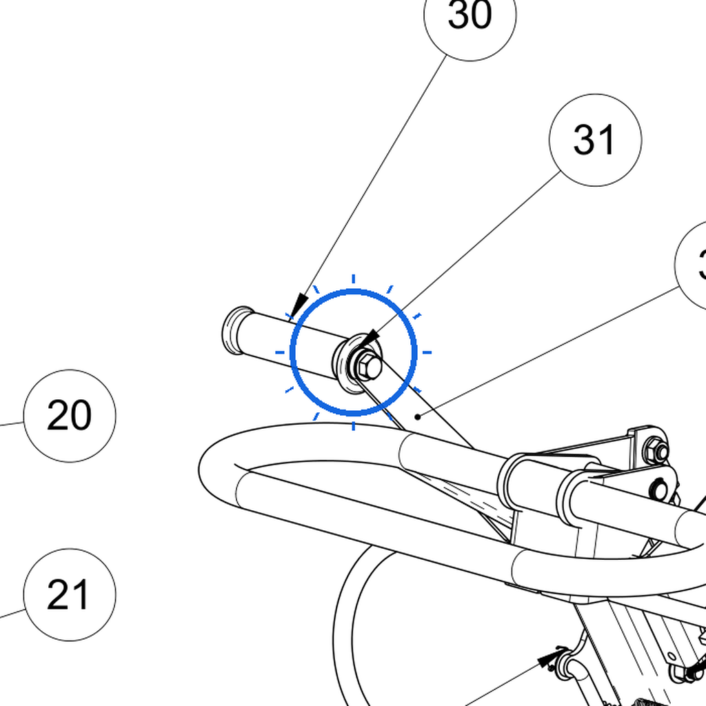 EcoLawn U-0052 Clutch Handle (Metal) — Steering Column Assembly replacement part for ECO Series top dressers